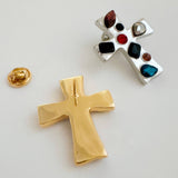 Artisan Color Muse Cross Brooch Pin Gold