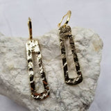 Hammered Geometric Rectangle Drop Earrings
