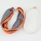 Double Fabric Stone Beaded Choker Necklace – Orange