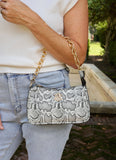 Joan Snake Print Crossbody Charcoal White