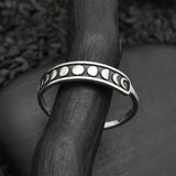 Artisan Sterling Silver Moon Phases Band Stacking Ring