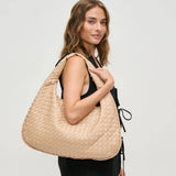 Victoria Woven Vegan Leather Hobo Bag | Natural