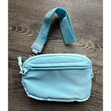 Nylon ID Pouch Wallet with Wristlet Strap Sky Blue