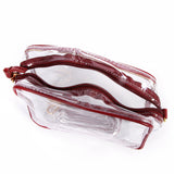 Bridget Clear Purse – Vegan Leather Trim & Straps in Maroon