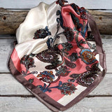Pink Brown Paisley Printed Western Southwestern Wild Rag Scarf Accent