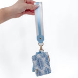 Summer Spritz Dual Nylon Pouch Wristlet Sea Mist Blue Palm Branch
