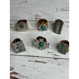 Western Southwestern Hat Hugger Wild Rag Slide Rectangle Concho