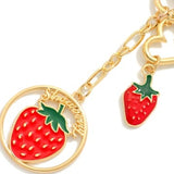 Enamel Strawberries Chain Link Keychain Bag Chain