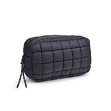 Cloud Nine Quilted Puffer Nylon Cosmetic Pouch in Black