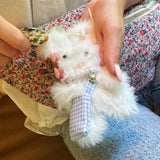 Brush My Rabbit Bag Charm Keychain White