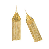 Shimmering Falls Textured Fan & Gold Bead Drop Earrings