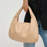 Victoria Woven Vegan Leather Hobo Bag | Natural