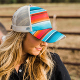 Southwest Western Serape Trucker Ponytail Hat