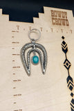 Rio Rancho Horseshoe Keychain Bag Charm Silver Turquoise