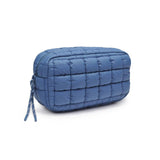 Cloud Nine Quilted Puffer Nylon Cosmetic Pouch in Denim