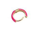 Pink Enamel Gold Huggie Hoop Earrings