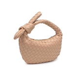 Lizbeth Woven Knot Handle Clutch | Natural Vegan Leather