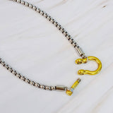 Horse Bit Pendant Box Chain Two Tone Necklace