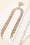 Pave Rhinestone Arch Fringe Statement Earrings