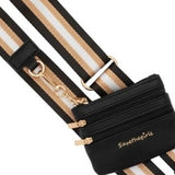 Clip & Go Phone Bag Crossbody Strap with Pouch Black Gold White Stripe