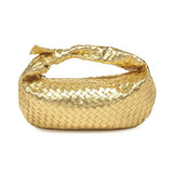 Dollie Gold Woven Vegan Leather Hobo Bag
