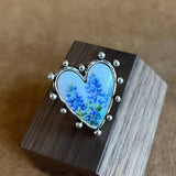 Blue Bonnet Heart Concho Ring | Cuff Style | Silver