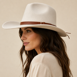 Brown Double-Strand Vegan Leather Western Hat Band