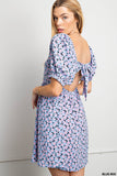 Allover Daisy Soft Printed Puff Sleeve Babydoll Back Tied Dress