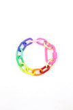 Luxe Link Enamel Chain Bracelet with Carabiner Lock Clasp Rainbow