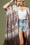 Moroccan Paisley Jacquard Kimono | Trimmed | Lightweight | One Size