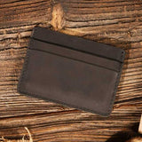 Handmade Black Genuine Leather Card Holder Wallet | 4-Slot Slim