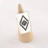 Silver Aztec Design Cuff Ring | Boho Western Statement Ring
