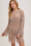Open Knit Sheer Crochet Beach Dress – Mushroom