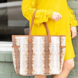 Fawn Deer Print Hayden Tote Brown Cream