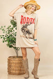 Betty Western Rodeo Graphic T-Shirt Dress | Khaki/Red