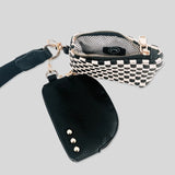 Wonderlust Woven Dual Pouch Wristlet Black Checkered