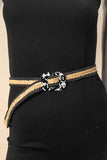 Boho Braided Square Buckle Adjustable Belt Black