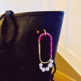 Roped And Pearled Shackle Bag Charm Pink