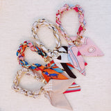 Braided Scarf Chain Wristlet Phone Strap Bag Charm Gold Links