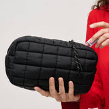 Cloud Nine Quilted Puffer Nylon Cosmetic Pouch in Black