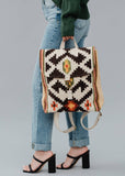 Cotton Woven Tan Brown Western Southwestern Aztec Backpack