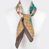Multi Print Silk Bandana Scarf – Beige