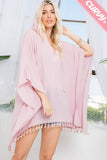 Lightweight Hooded Swimsuit Cover up with Tassels Mauve