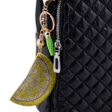 Bling Crystal Yellow Citrus Lemon Tassel Keychain Keyring Bag Purse Charm