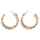 Stone Hoop Earrings Multicolor