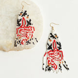 Beaded Red Ivory Southwest Earring