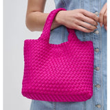 Sky's The Limit Woven Small Neoprene Crossbody Tote | Fuchsia