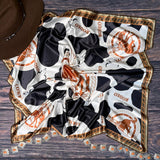 Cow Print Cowboy Silky Wild Rag | Black/Ivory/Rust