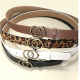 Double O Buckle Vegan Leather Belt Taupe