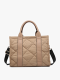 Clare Quilted Nylon Shoulder Bag Taupe